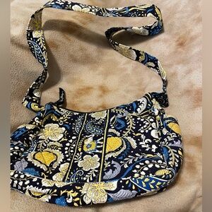 Vera Bradley Ellie Blue Yellow Floral Paisley Crossbody Bag Retired